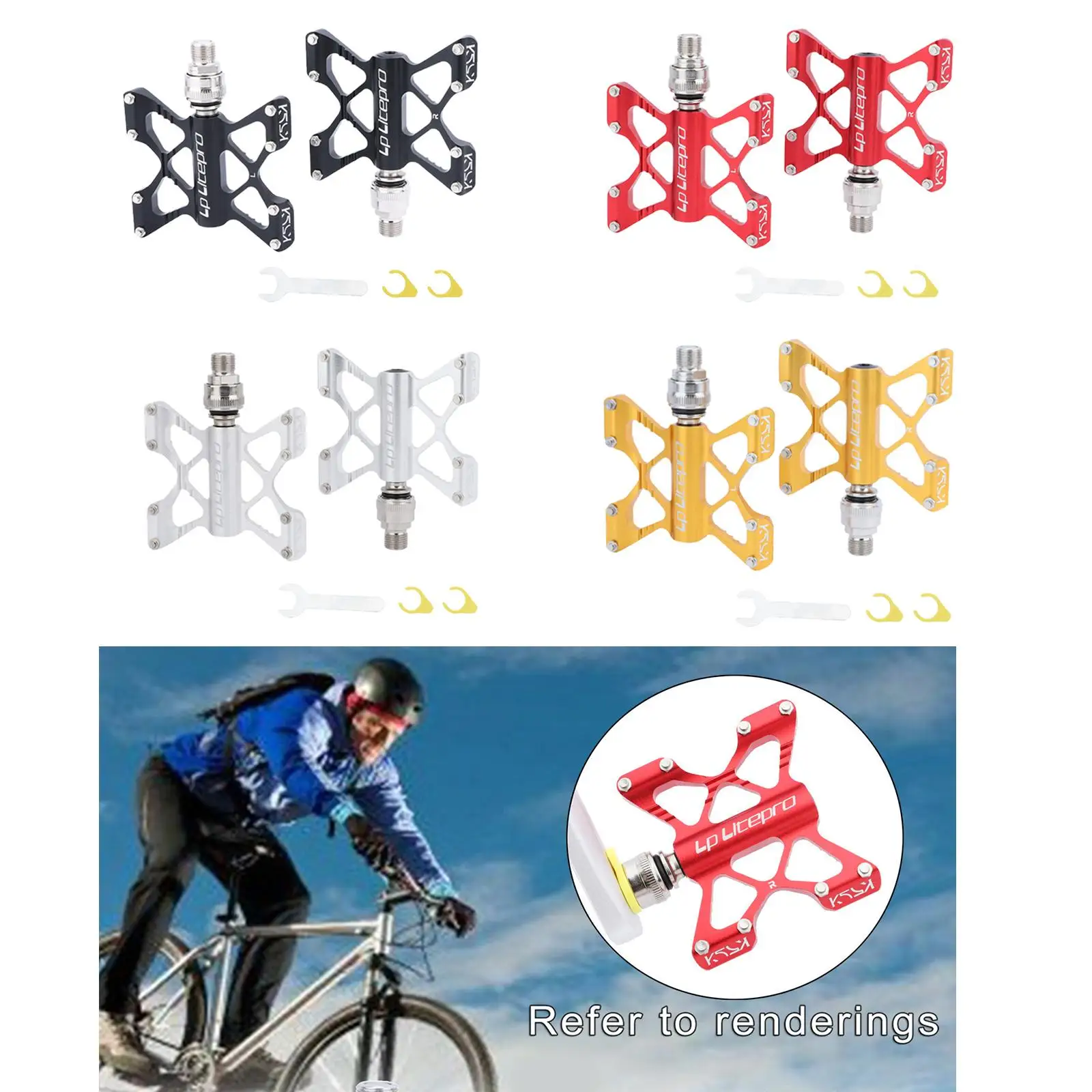 

QUAD LOCK Aluminum Alloy Ultralight Bike Flat Platform Pedals Anti-Slip Folding Sealed Bearing 9/16 inch