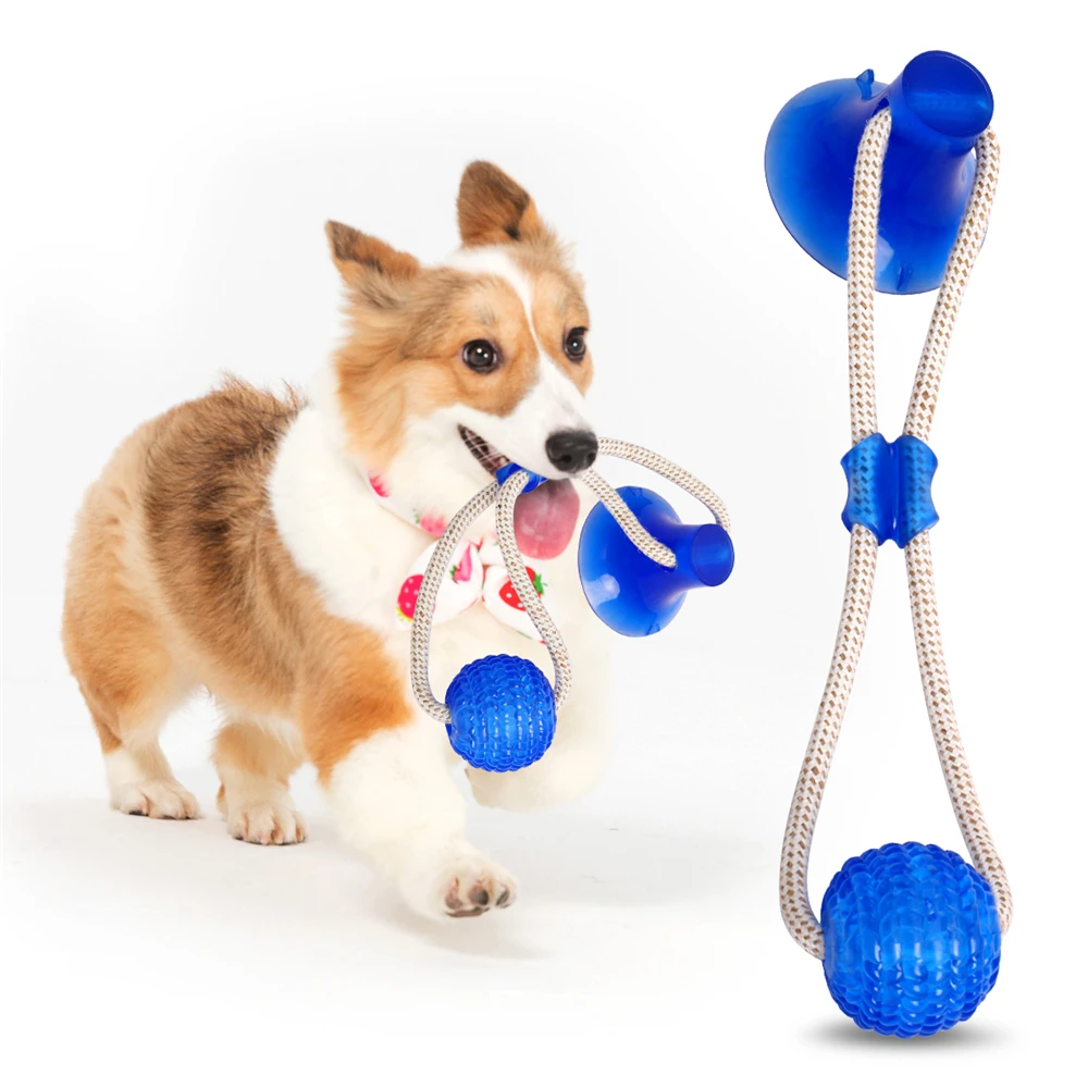 

Multifunction Pet Molar Bite Dog Toys Rubber Chew Ball Cleaning Teeth Safe Elasticity TPR Soft Puppy Suction Cup Biting Dog Toy