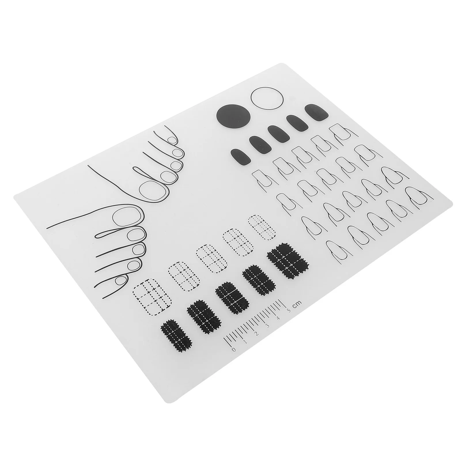 

Nail Art Stamping Mat Translucent Silicone Stamping Plate Nail Polish Practice Pad Manicure Mat Black Accent Ruler Table