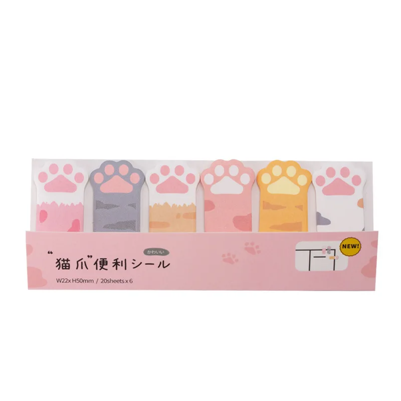 Mengtai Cute Cat Paw Sticky Notes Memo Pad Diary Stationary Flakes Scrapbook Index bookmarks Decorative Kawaii N Times Sticky