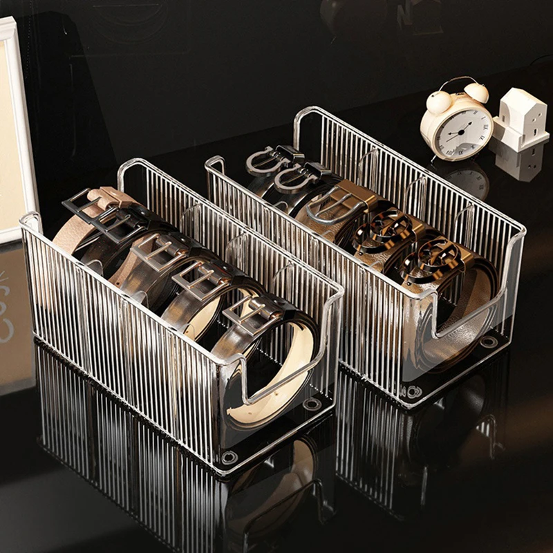 

Belt Organizer Transparent 4 Grids Belt Container Storage Holder Box Display Case For Tie Watch Jewelry Bracelet