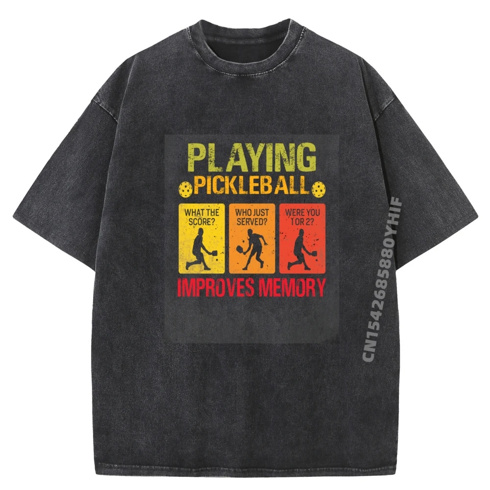 

Pickleball Player Paddleballplaying Pickleball Improves Memory Pickleball Green And White Graphic T Shirt Cotton Washed Shirt
