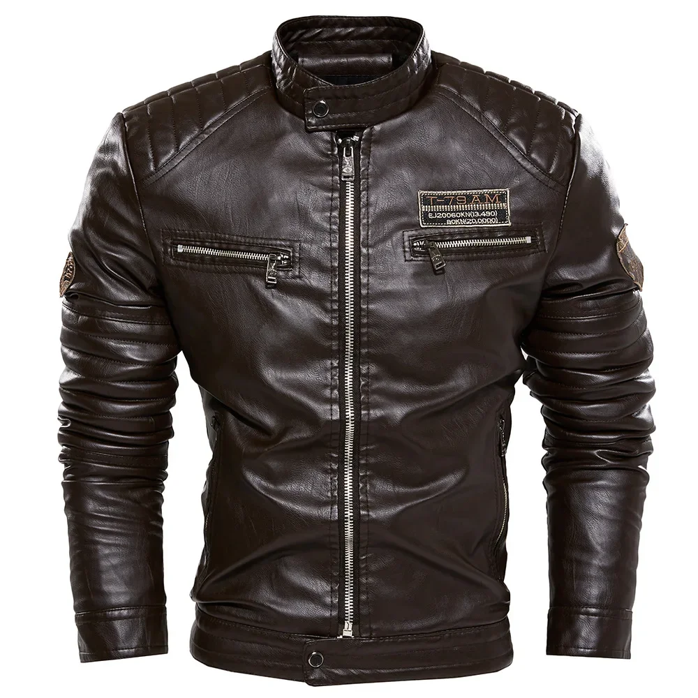 2023 Autumn and Winter Plush PU Oversized Men\'s Jacket Men\'s Jacket Leather Jacket