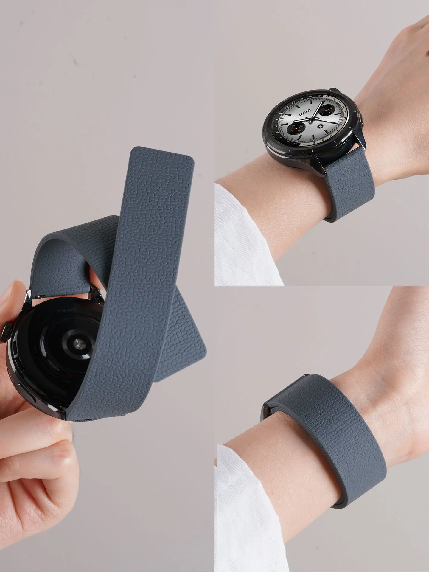 18mm 20mm 22mm Magnetic Loop Strap For Xiaomi Watch S4 41mm Silicone Lychee pattern Bracelet Correa XIAOMI S4 S3 S2 S1 46mm Band
