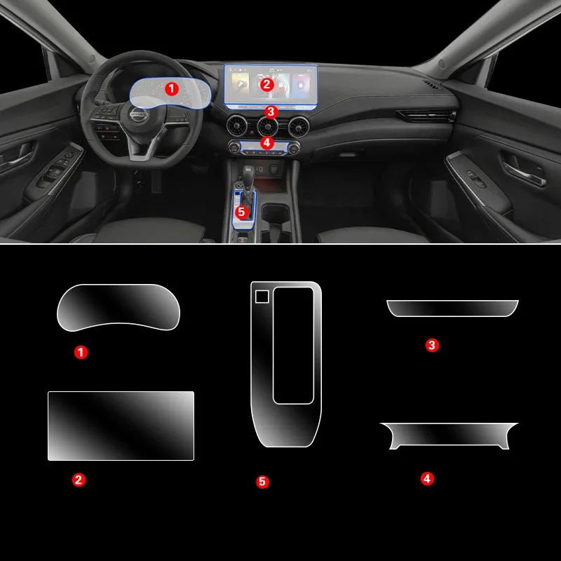 For Nissan Sylphy 2023 TPU Transparent Protect Film Interior Sticker Center Console Gear Navigator AC Air Panel Car Accessories