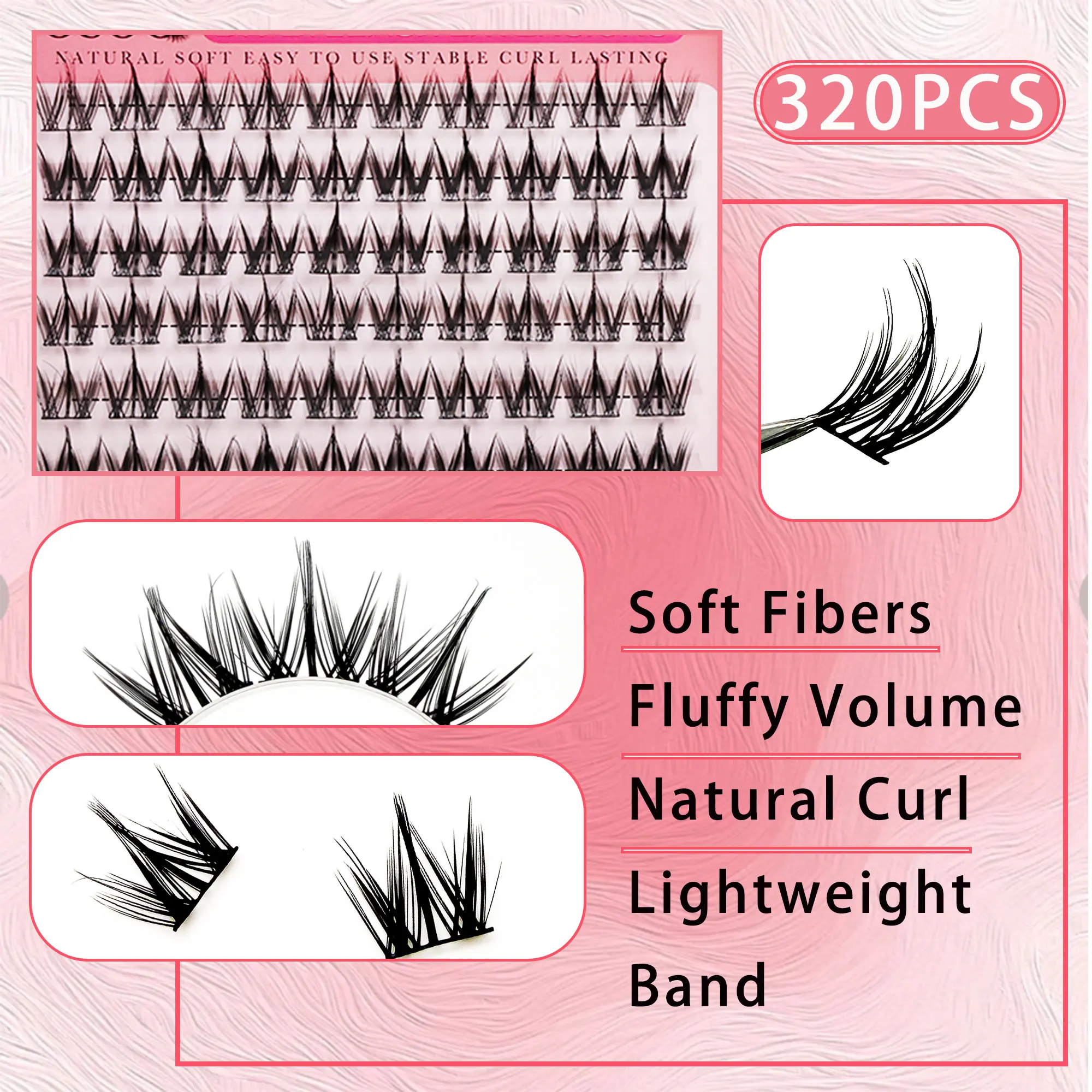 32Rows Large Capacity Glue-free False Eyelashes Natural Wispy Cluster Lashes Extension Professional Individual Cluster Grafting