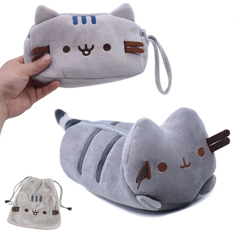 Cartoon Katze Bleistift Tasche Zipper Nette Anime Plüsch Lagerung Tasche Neuheit Bleistift Tasche Schreibwaren Schule Liefert Mädchen Geschenk Kosmetik Tasche