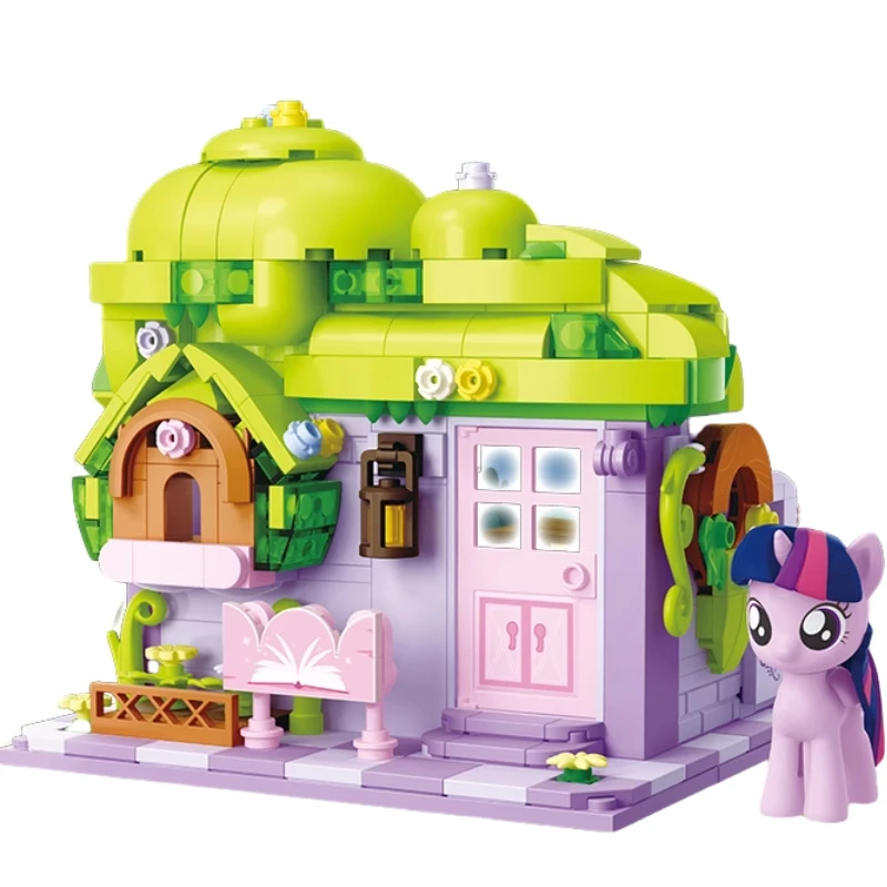 My Little Pony Bouwstenen Street View Twilight Sparkle Pinkie Pie Splicing Model Ornament Puzzel Speelgoedcollectie Cadeau - afbeelding 2