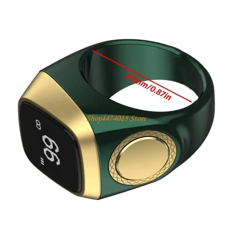 K1AA Zikr Rings Digital Tasbih Counter Beads مع أوقات الصلاة ووظيفة الاهتزاز للكنيسة