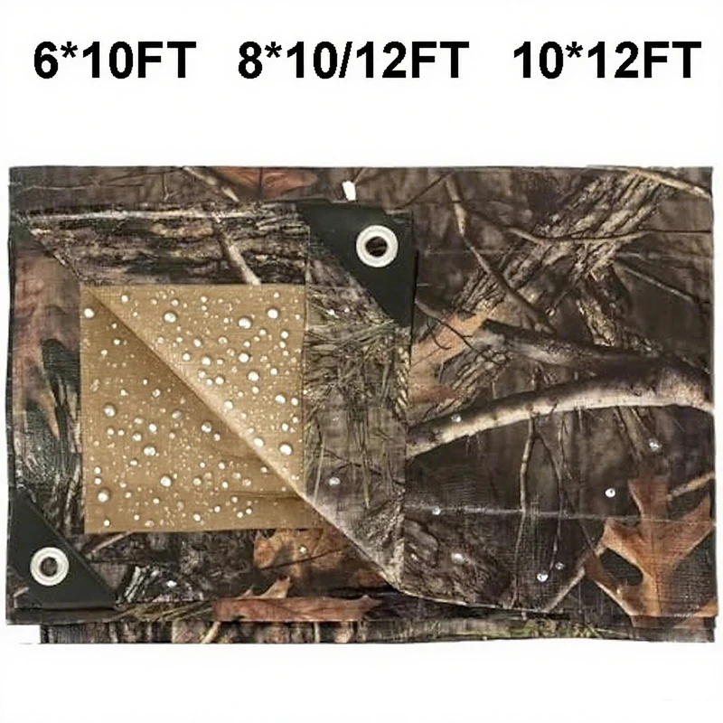 

Camouflage Tarpaulin Waterproof Awning Shade 6*10 8*10/12 10*12 FT Outdoor Garden Canopy Camping Bionic Camo Tarp Sun Shelter