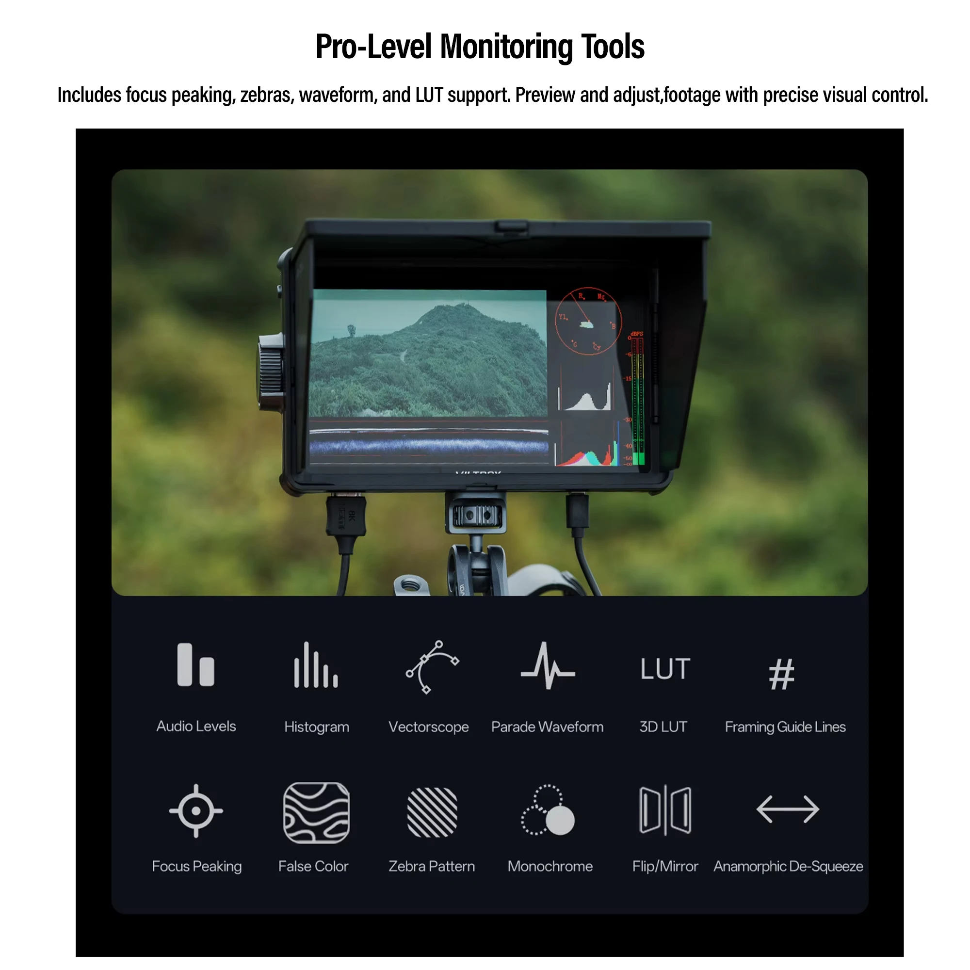 Viltrox DC-A1 Digital Camera Monitor 7 Inch Wide Monitor 4K HDMI Touch Screen Monitor For Photography Vlogging Filmmaking TV