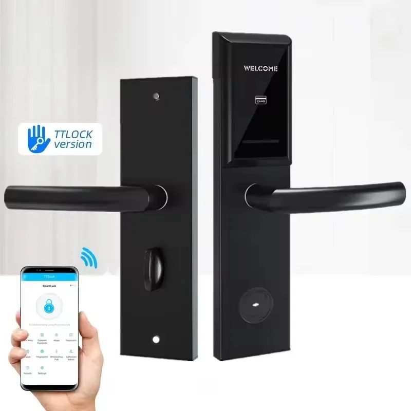 

High Grade 304 Stainless Steel Card And Key Card Unlocking Smart Hotel Door Lock System