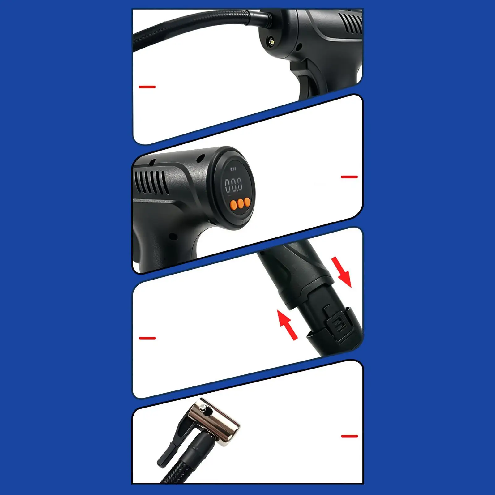 Portable Air Compressor Cordless Rechargeable With LED Lights Pressure Gauge Car Tire Air Pump Portable For Bike Motorcycle