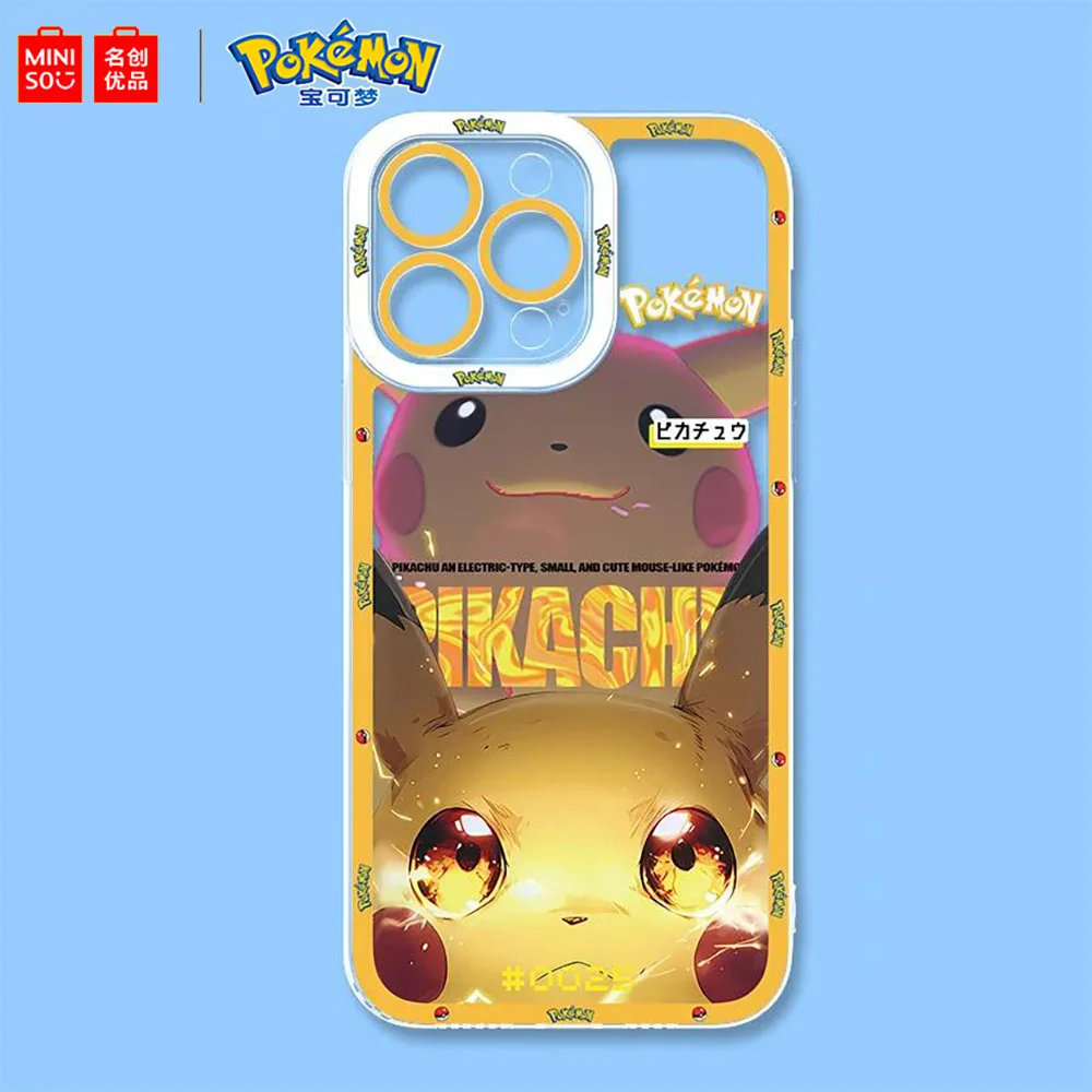 Miniso Pokemon Collaboration Pikachu Gengar Phone Case For iPhone 15 14 13 11 12 16 Pro Max Plus X XR Girl Silicone Phone Case