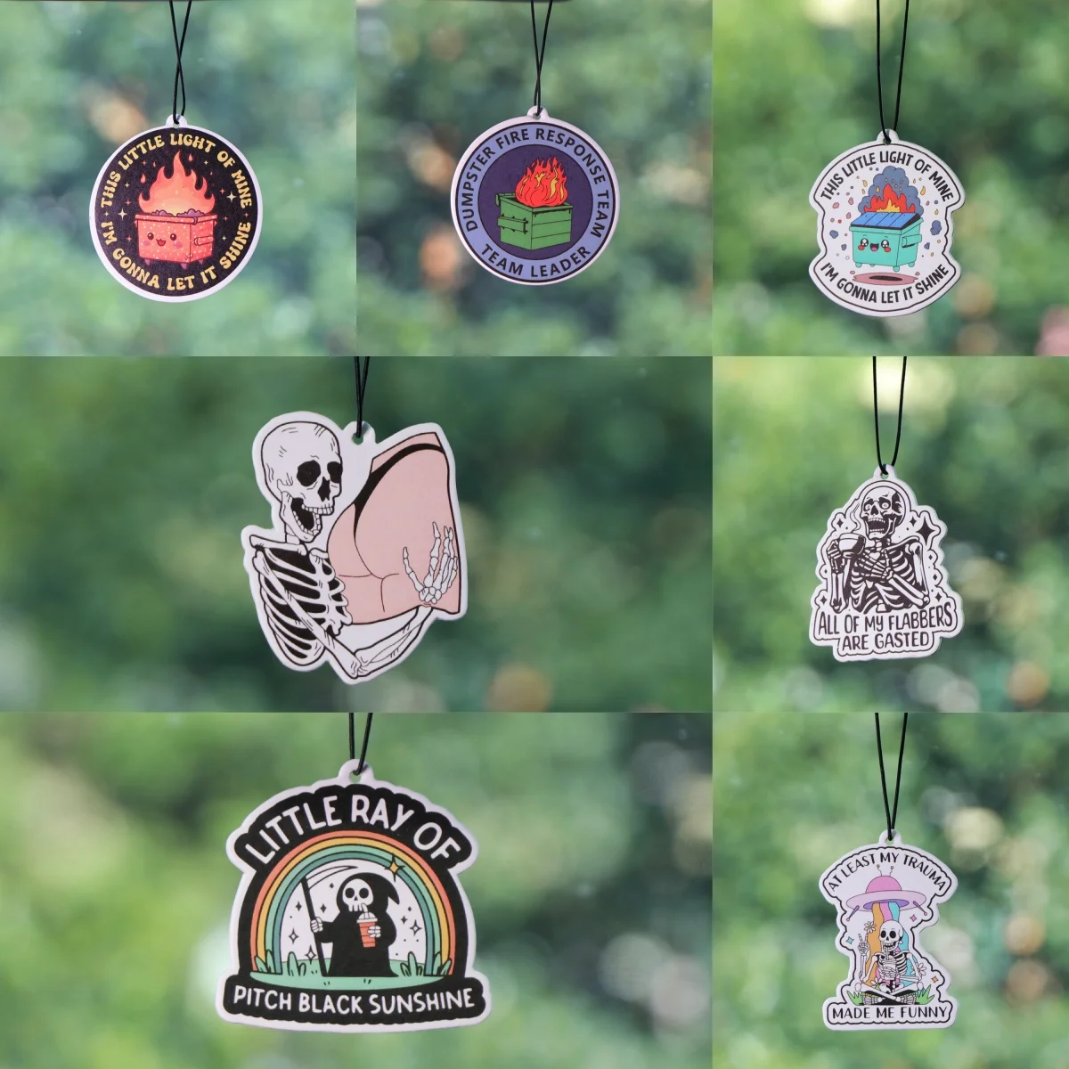 Cartoon Dustbin Quotes Car Aromatherapy Funny Skeleton Air Freshener Wardrobe Room Car Supplies Aromatherapy Fragrance Pendant