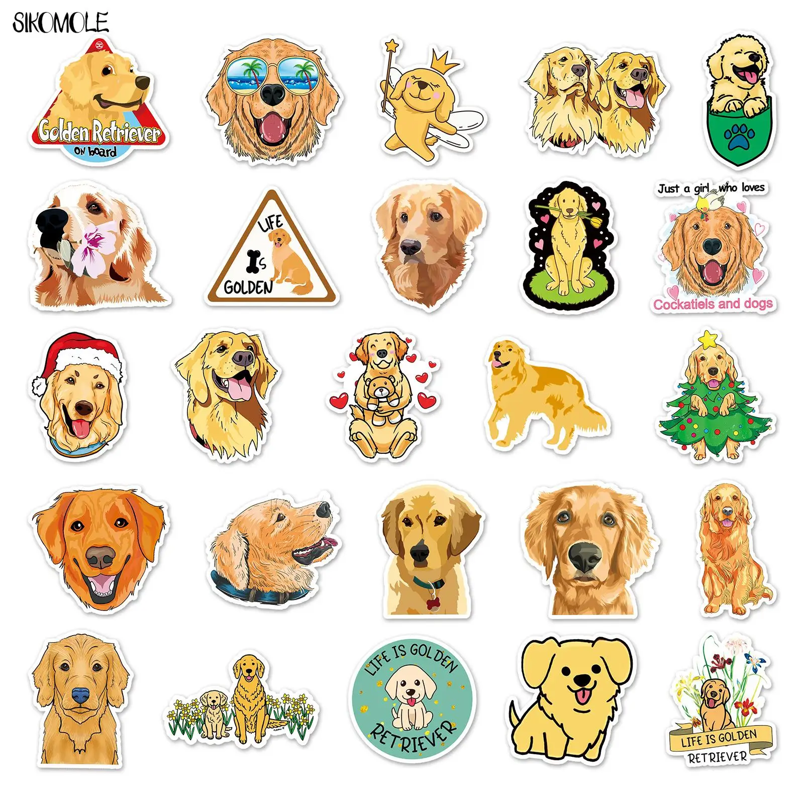 10/30/50PCS Cartoon Cute Golden Retriever Dog Stickers DIY Kids Toys Car Skateboard Laptop Motorcycle Graffiti Sticker Decals F5