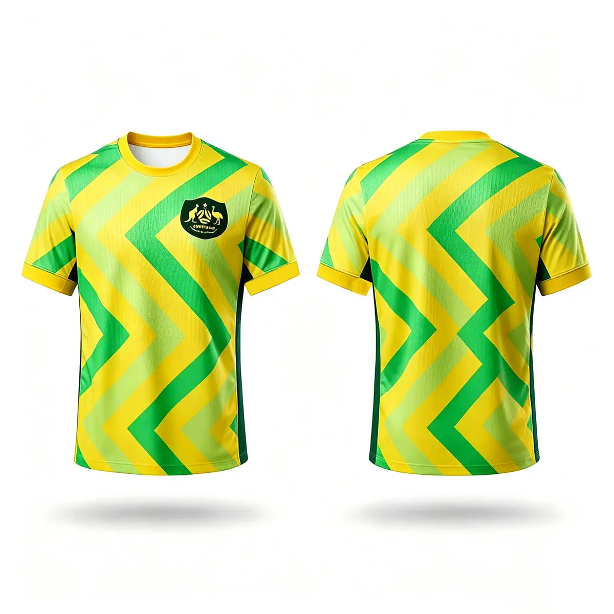 Australia Soccer Jersey 3D Print Men Short Sleeve T Shirt Green Yellow Football Fans Uniform Athletic Sportswear Tops