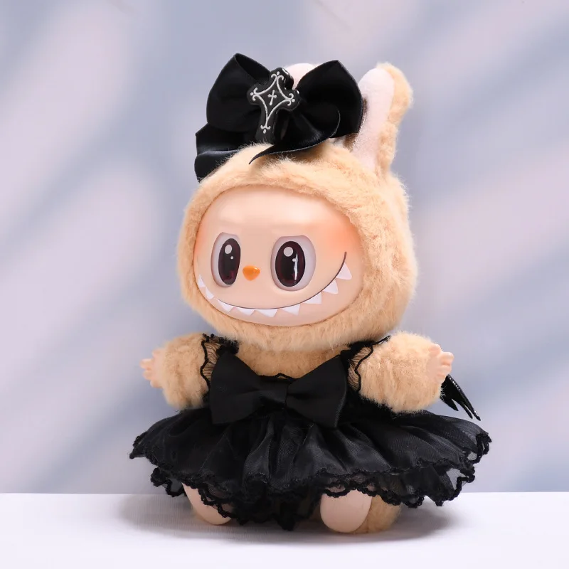 Labubu Clothes Fashion Gothic Style Skirt Labubu Doll Clothes Pendant Little Devil Strap Skirt 15/17cm Plush Doll Universal image 6
