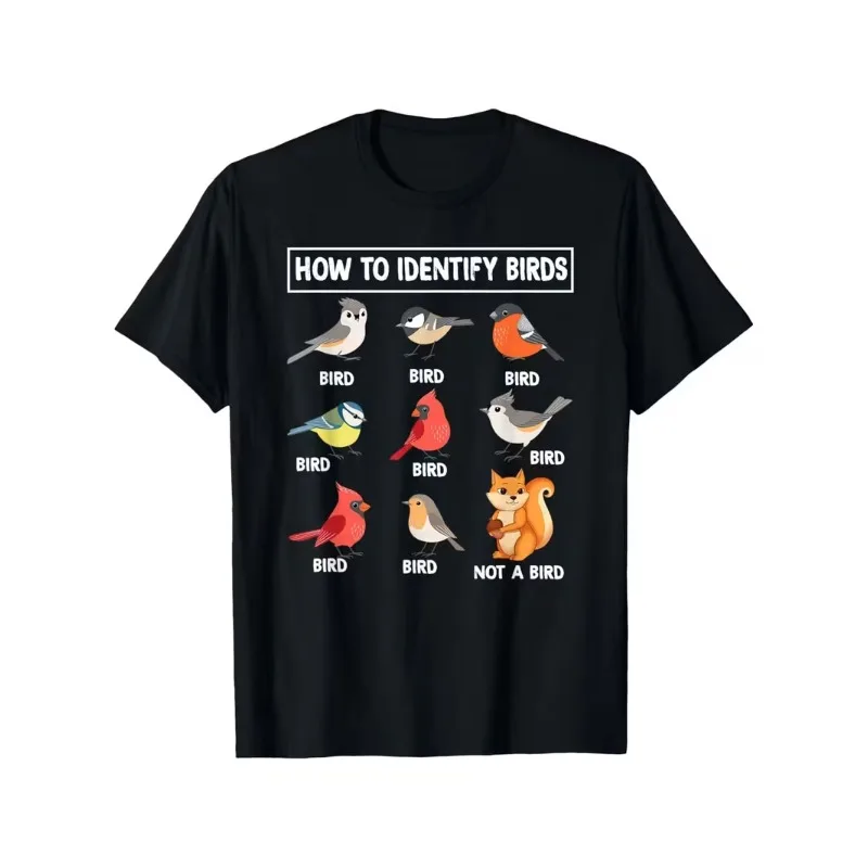 كيفية تحديد الطيور ليس الطيور ميمي المرأة تي شيرت الرجال المتضخم المحملة القطن خمر Harajuku س الرقبة قصيرة الأكمام للجنسين #1