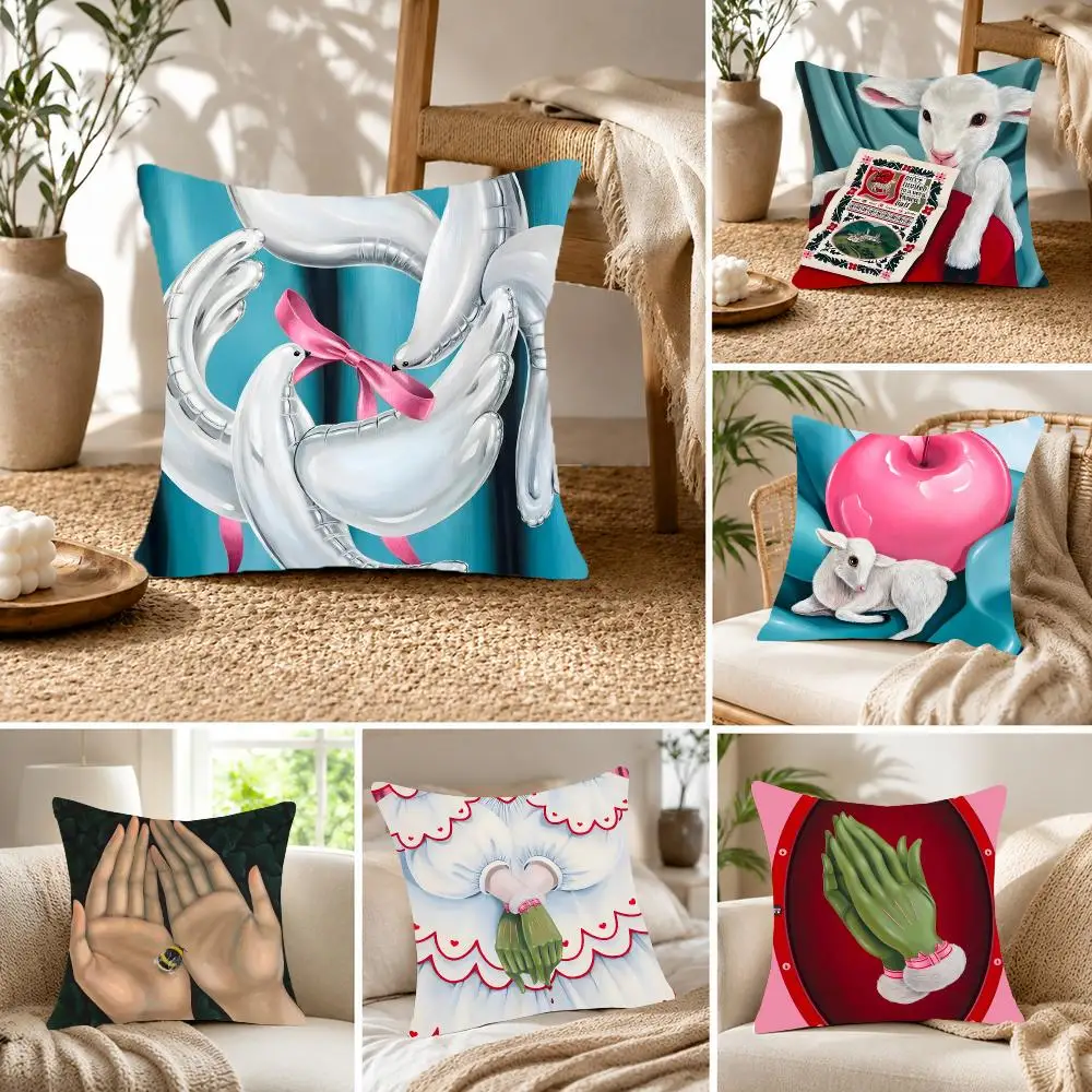 Funda de cojín con un diseño fantasioso y surrealista, que evoca los sueños de la infancia. Tejido de terciopelo suave y esponjoso, estilo nórdico, ideal para decorar el sofá del salón.