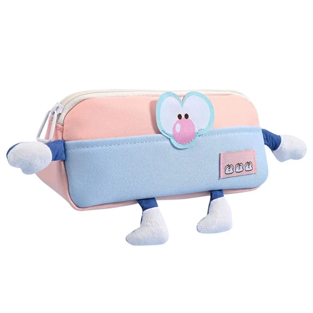 Large Capacity Milky Pencil Case Multi-layer Waterproof Canvas Pencil Bag Eyes&Nose Cute Cream Pencil Case Children's Gifts