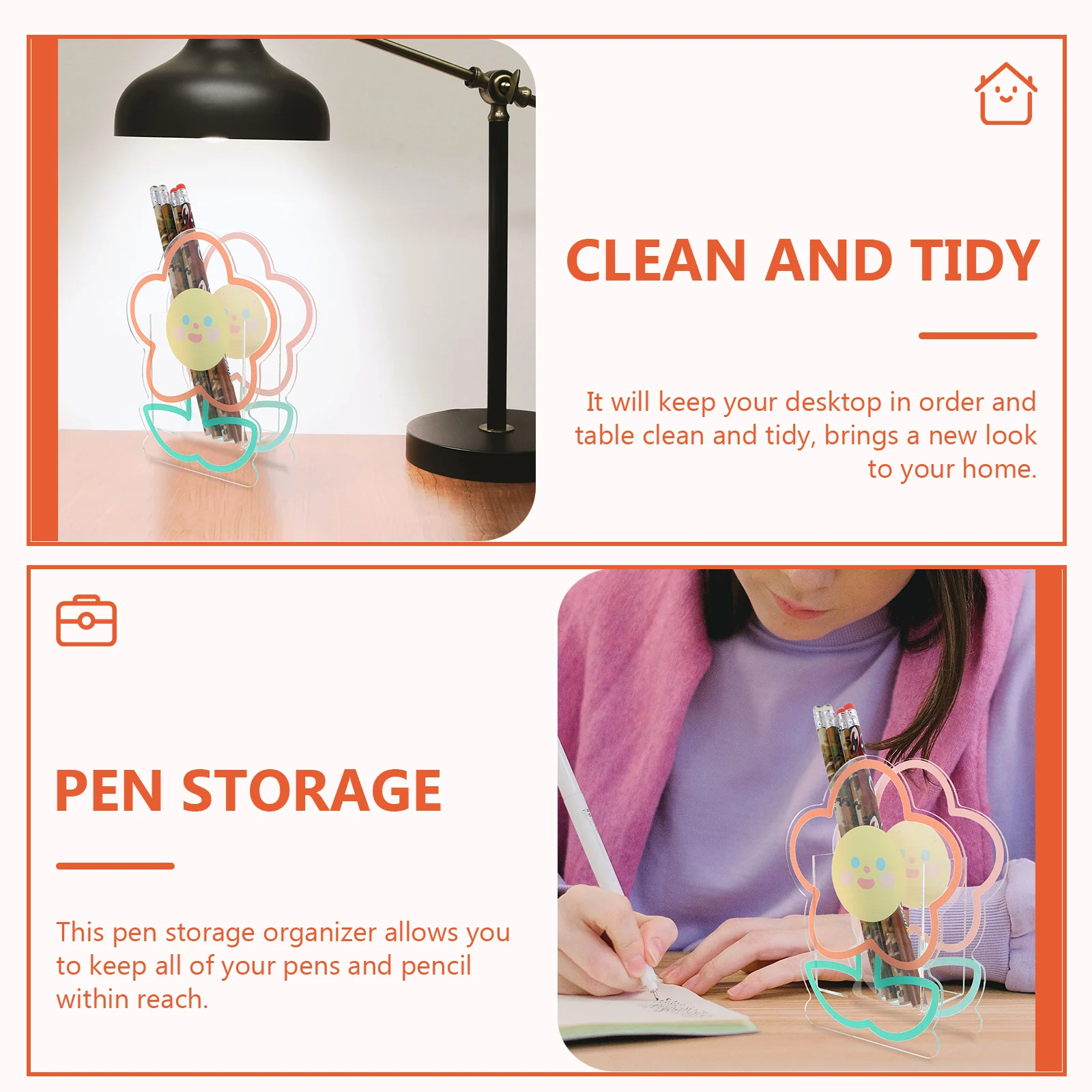 

Pen Holder Stationery Desk for Aesthetic Desktop Organizer Cute Acrylic Holders Pens