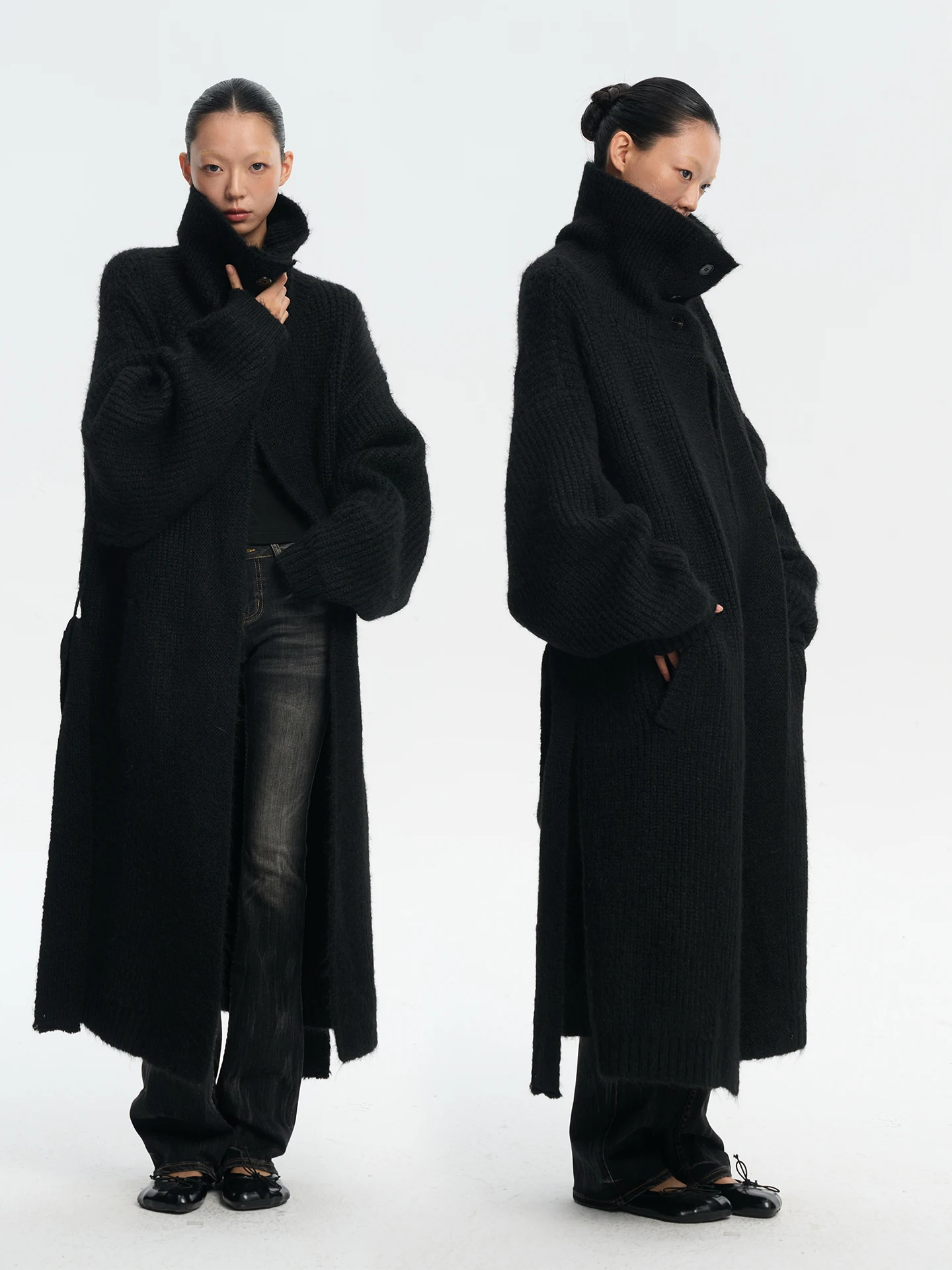 

Женский утепленный вязаный свитер Liny Liber с воротником-стойкой, средней длины, осенне-зимняя верхняя одежда, удобный, дышащий