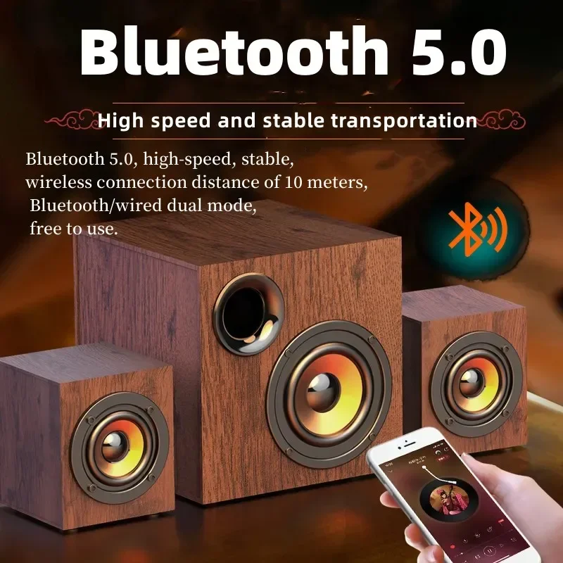 Imagem -03 - Hifi Qualidade Computador Desktop Bluetooth Speaker Alto Volume Subwoofer Sistema de Som Universal Agregado Familiar