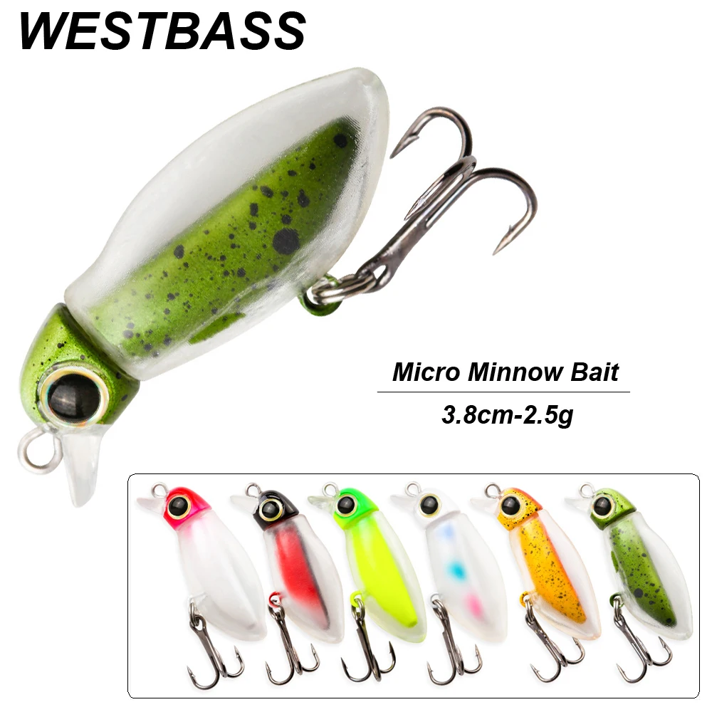 WESTBASS 1PC Silent Minnow Bait 38mm-2.5g Micro Fishing Lure Floating Hard Wobbler Mini Hart köder Topwater Swimbait Isca Pesca