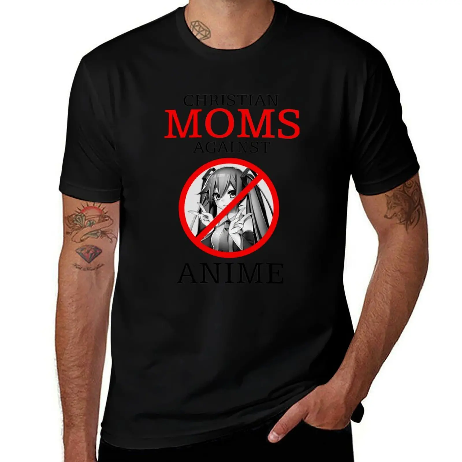 

Christian Moms Against Anime T-Shirt baggy shirts hippie clothes tshirts personalised Short sleeve tee Men's t shirts