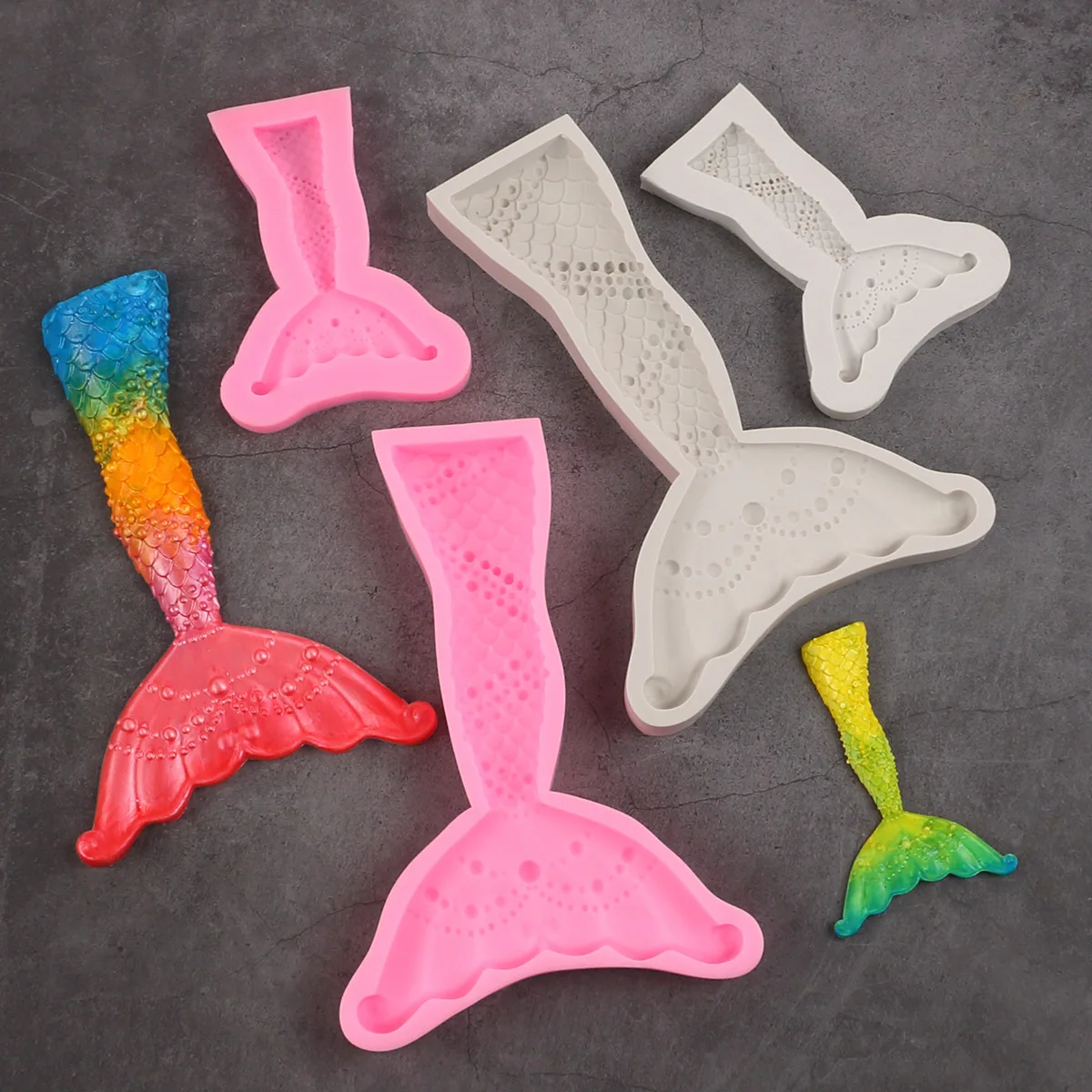 Mermaid Tail Silicone Resin Mold DIY Ocean Mermaid Shell Conch Fondant Chocolate Cupcake Gumpaste Baking Cake Decorating Tools