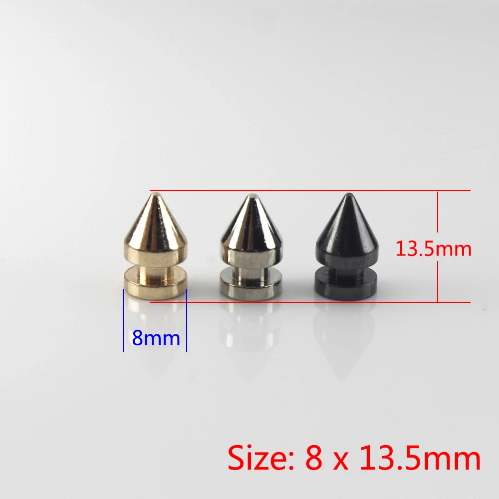 10pcs Solid Metal Screwback Cone Studs Bullet Spikes Punk Rivets for Leather Craft Bag Garmet Shoes Decor Pet Collar Anti-bite