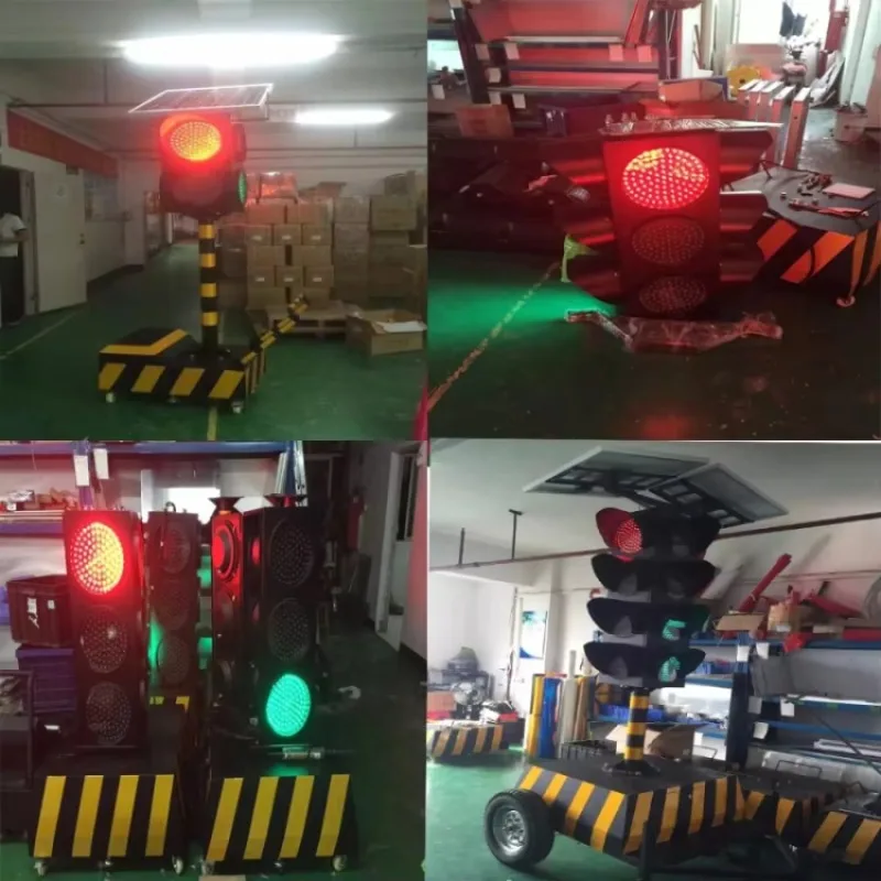 Emergency Traffic Light Solar Panel Portable Cart Signal Lamp Visibility Require Road  Warning Signal Lights