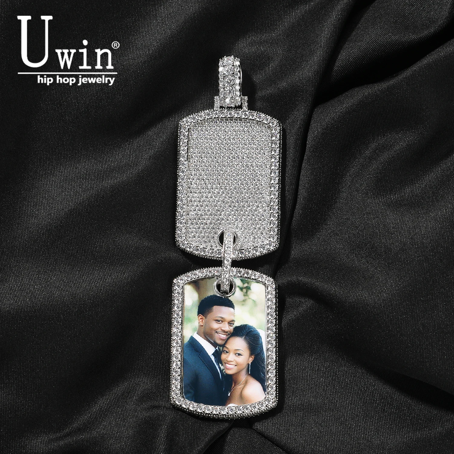 

Uwin на заказ прямоугольная бирка в форме фото кулон ожерелье персонализированное имя буквы поддержка выгравированная память подарок хип-хоп ювелирные изделия