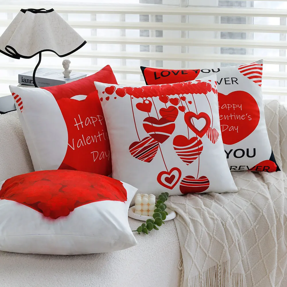 45x45 Valentine'S Day Printing Soft Decorative Cushion Cover Living Room Decor Sofa Throw Pillow Cover Zipper Pillowcase Sweet