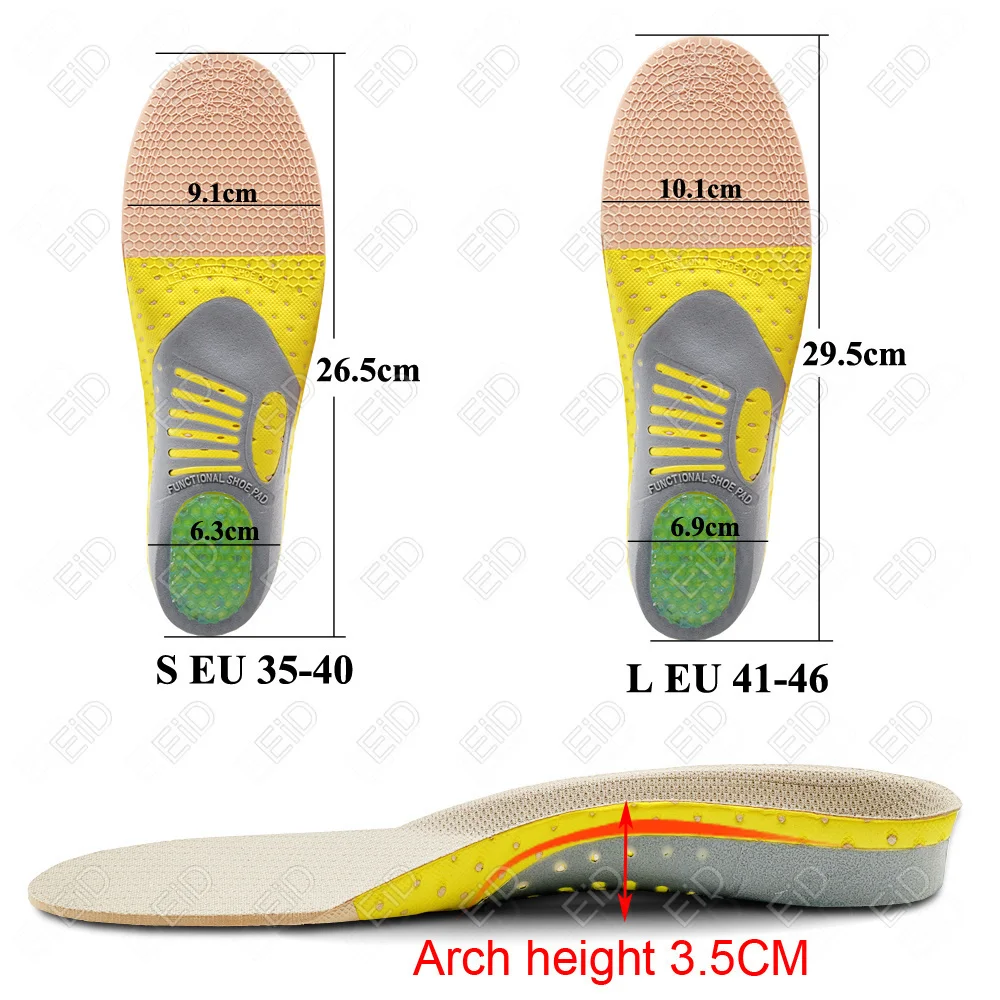 EiD Orthotic Gel Insoles For Sneaker Orthopedic Flat Foot Cushion Insert Soles Arch Support Pad Foot Pain-relieving Man Women