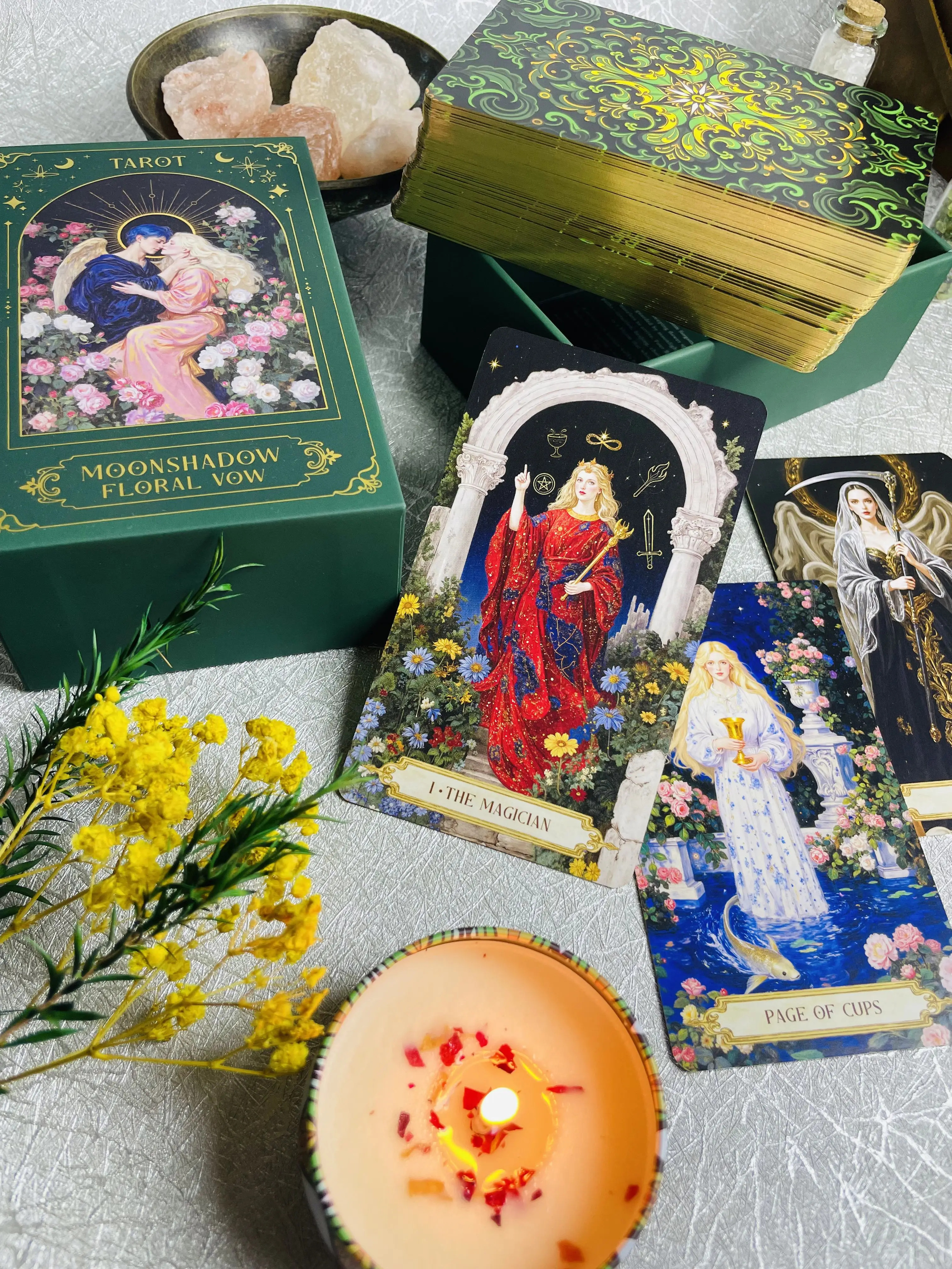 

New Luxury Moonshadow Floral Vow Tarot Cards with Guidebook Original 12x7cm Oracle Tarot Rider Waite Beginners with Meanings