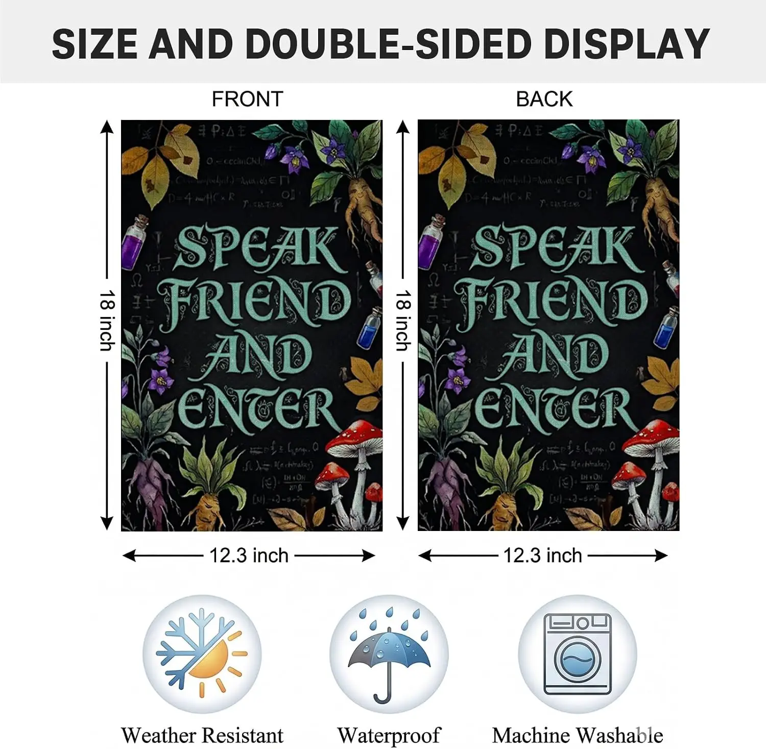Speak Friend and Enter Garden Flag 12x18 Double Sided Two-Layer Burlap, Funny Outdoor Yard Flag for Porch Patio Garden Decor yyi