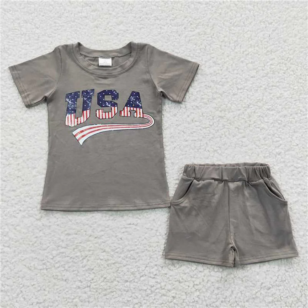 BSSO0202 toddler boy clothes USA july 4th patriotic outfit