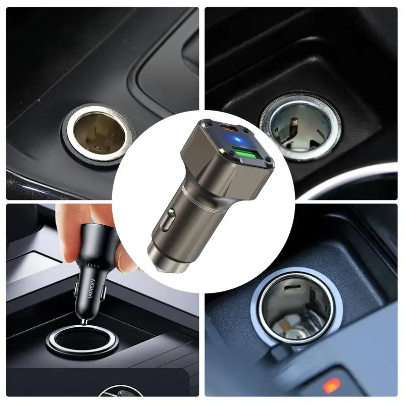 Caricabatteria da auto USB C Adattatore da auto per caricabatteria da auto per telefono da 30 W con design a martello di sicurezza Caricabatteria da auto di tipo C Adattatore da auto USB a ricarica rapida