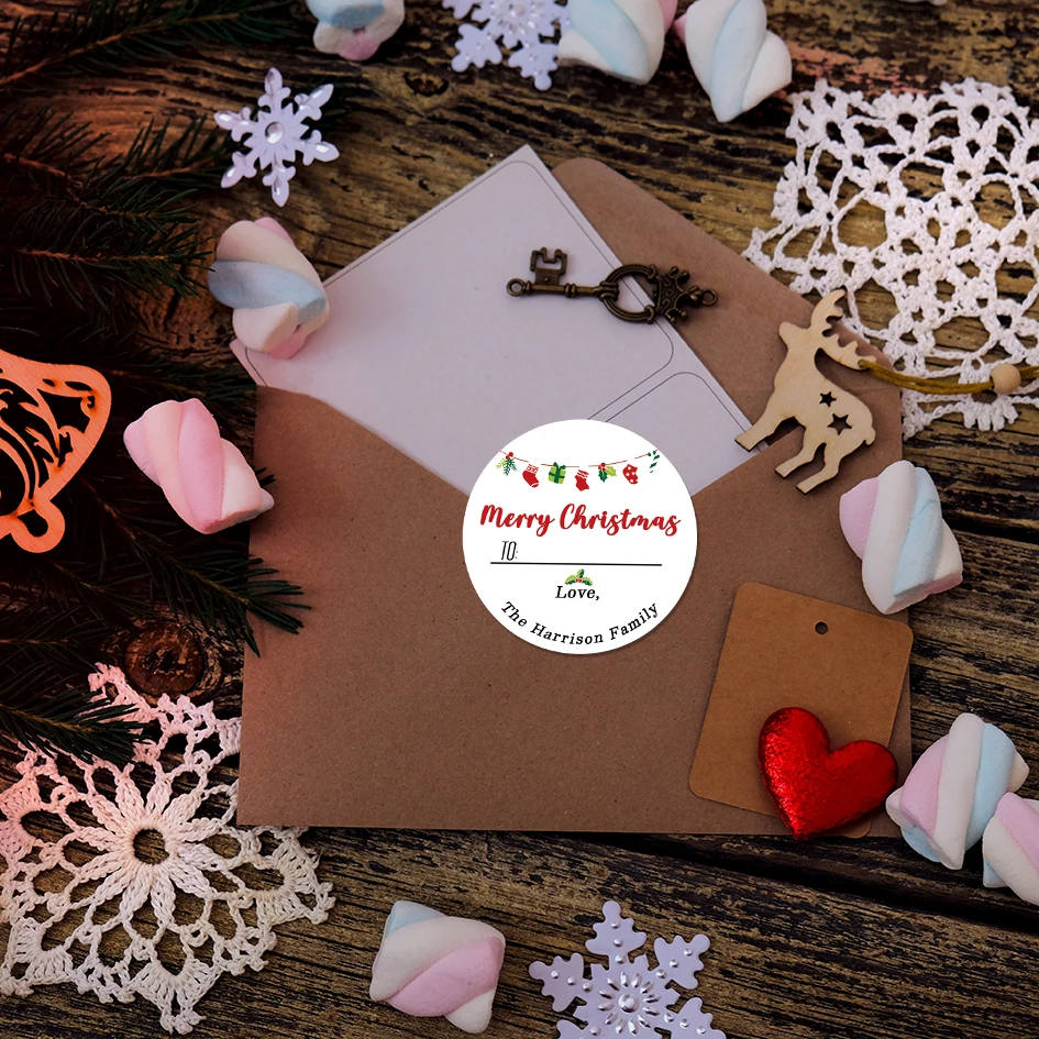 Personalisierte Weihnachts-Happy-Muster-Geschenk-Empfänger-Namensaufkleber, dekorative Aufkleber für Festival-Party-Geheimnis-Geschenke