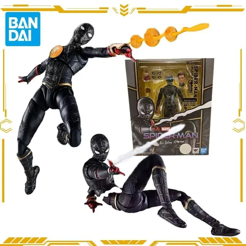 

Bandai Original S.H.Figuarts Spider-Man 3 Black Gold Suit Action Figure Toys for Boys Girls Gift Collectible Model Ornaments