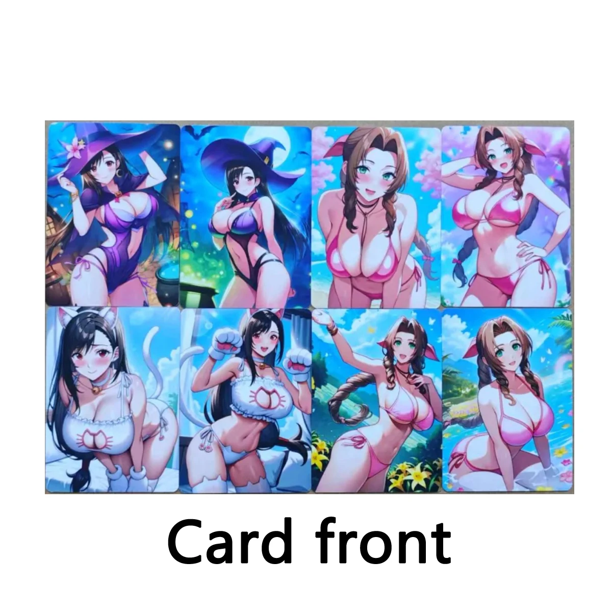 

8Pcs/set Beautiful Girl Sexy Card FF7 Tifa Aerith Game Double Side DIY Cards Boy Animation Collection Card 18+