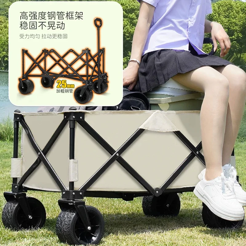 

Camper outdoor foldable cart with trailer camper picnic truck trailer camping hand-pulled stall trolley