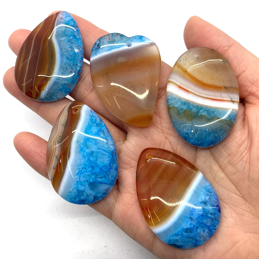 

5pcs Natural Stone Agate Necklace Pendants Men Women Pendant Charms for Jewelry Making DIY Necklace Quartz Jewelry Accessories