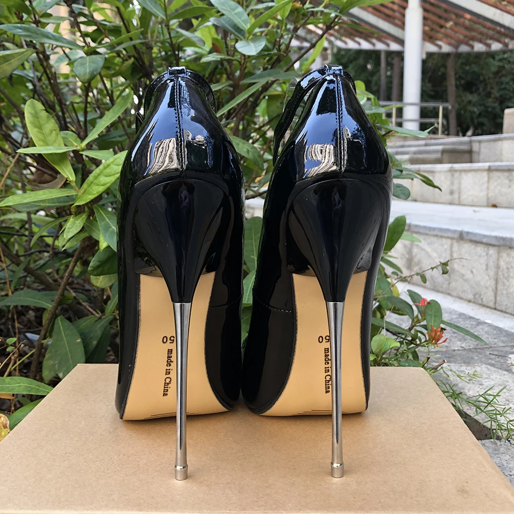 16cm Extreme Metal High Heels Women Sexy Stilettos Pumps Man Fetish Model Party Club Unisex Shoes Crossdresser Customize Black