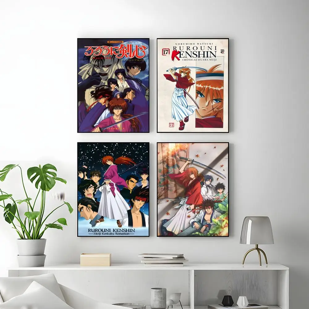 Japanese Anime R-Rurouni Kenshin Poster HD Versatile Waterproof Wall Decor Self Adhesive Perfect for Any Room & Ideal Gift