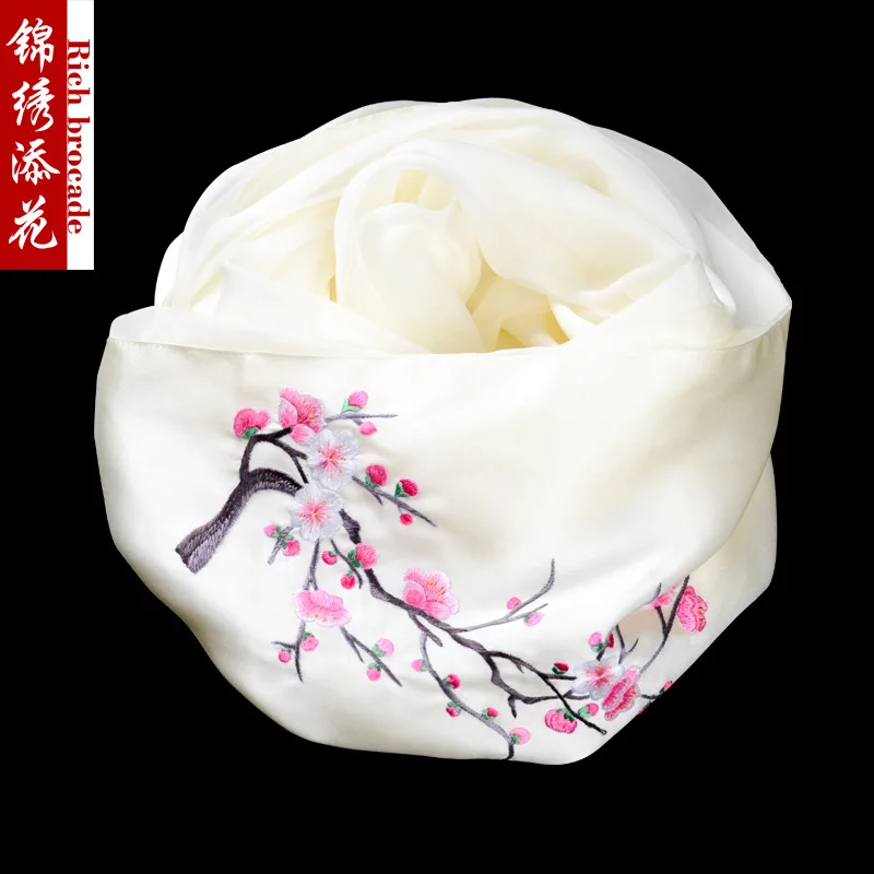 Handmade Embroidery Scarf Female Gift Mother Long All-Matching Suzhou Summer Shawl