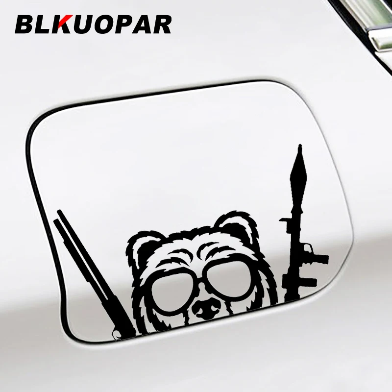 BLKUOPAR Brown Bear With Shotgun And Rocket Launcher Animal Decal Fashion Creative Car Stickers Laptop Helmet Windshield Styling