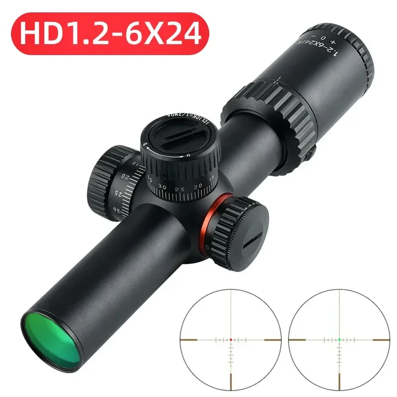 SFP HD1.2-6X24 Optical Hunting Rifle Scope Compact Scope Riflescope Tactica Reflex Air Rifle Scopes Fit  AR15 .223 7.62